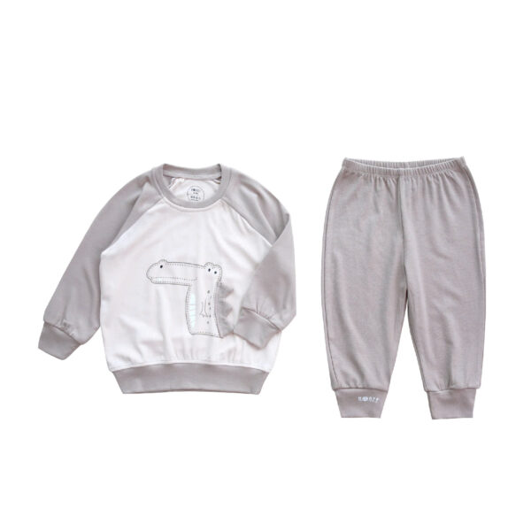 beige color dinosaur clothing set for kids